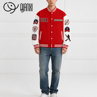 Veste bomber de baseball de qualité supérieure, personnalisable en usine, avec patchs personnalisés, manches en cuir, style streetwear, pour hommes