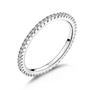 Bán buôn 925 sterling Silver Stackable engagement CZ kim cương ban nhạc đám cưới nhẫn cho phụ nữ