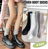 Chaussettes décontractées antidérapantes et respirantes en mélange de laine mérinos, coupe ample, épaisses, thermiques, tricotées avec logo intégré pour femme
