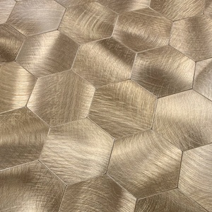 Mosaico hexagonal de aluminio color bronce, autoadhesivo, para decoración de paredes. - Product Image 4