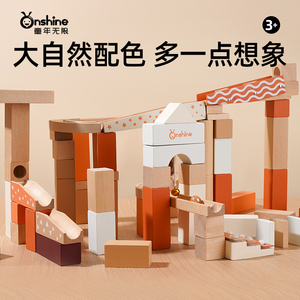 60pcs Thiên Nhiên Màu Sắc Xây Dựng Bằng Gỗ Khối Trẻ Em Gỗ Xây Dựng Chơi Set Với Đá Cẩm Thạch Chạy & Mê Cung Theo Dõi Bức Tranh Cách Sử Dụng Đồ Chơi - Product Image 4