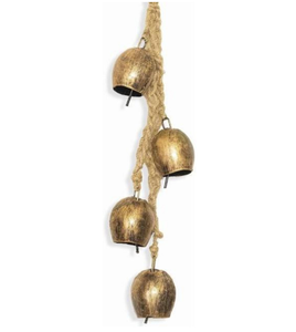 Campanas de Vaca Vintage de Metal de Último Diseño, Campanas Colgantes Hechas a Mano con Cuerda de Yute, Campanas de Vaca Rústicas de Oro Antiguo - Product Image 1