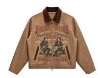 Veste de travail en velours côtelé avec imprimé vintage de groupe rock pour homme, impression DTG personnalisée Kornit, veste streetwear