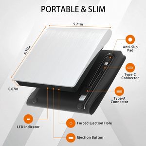 Lecteur de <span class=keywords><strong>CD</strong></span>/DVD externe USB 3.0 et USB-C, lecteur/<span class=keywords><strong>graveur</strong></span> de <span class=keywords><strong>CD</strong></span>/DVD optique portable de qualité supérieure, lecteur/<span class=keywords><strong>graveur</strong></span> de <span class=keywords><strong>CD</strong></span>/DVD +/-RW pour <span class=keywords><strong>Mac</strong></span> - Product Image 6