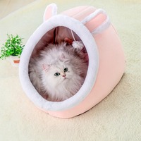 Vente en gros : Niche pour chat moderne, chaude pour l'hiver, type grotte fermée, protectrice, pliable, épaissie, douce, amovible et lavable, pour intérieur