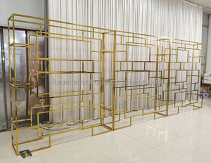 Elegante estante de vino dorado de acero inoxidable, nuevo hierro, barra de recepción de bodas, exhibición de fondo, decoraciones de fiesta para bodas - Product Image 3