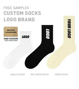 Pas de minimum de chaussettes d'équipage unisexes OEM personnalisé concevoir votre propre logo chaussettes de créateur chaussettes avec logo personnalisé