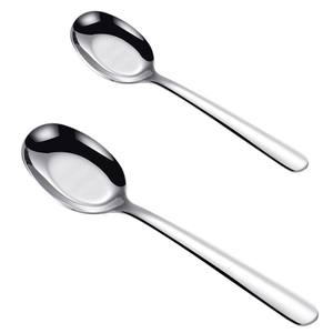 ช้อนด้ามยาวก้นแบนเจียหยาง 304 สแตนเลสสตีล ช้อนป้อนอาหารเด็ก ขัดเงา สีพื้น ดีไซน์ทรงตรง - Product Image 3