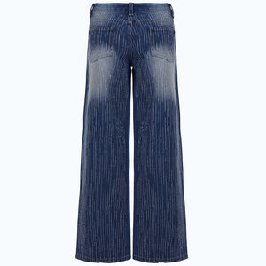 Jeans de Pierna Recta Transpirables con Pedrería Brillante, Pantalones Vaqueros Casuales de Corte Holgado con Diseño Sencillo y Estampado Liso - Product Image 6