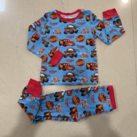 Ensemble pyjama en bambou en gros, 2 pièces, imprimé occidental, boîte mystère, pyjama en bambou pour bébé, vêtements de nuit pour enfants, ensemble de costume pour garçons