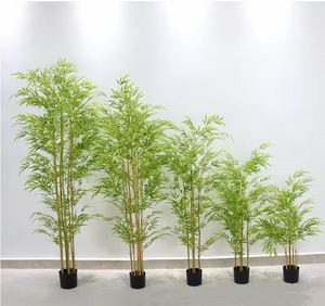 Planta de Bambú Artificial al por Mayor, Decoración Navideña y de Acción de Gracias para el Hogar, Hojas de Seda Verdes, Alta Simulación, Tacto Natural - Product Image 1