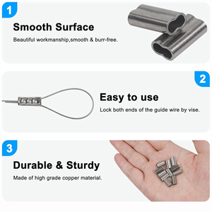 100個銅ダブルバレル圧着スリーブ高強度真鍮圧着ループスリーブフィッシングラインチューブコネクタサイズ0.8-2.6mm - Product Image 3