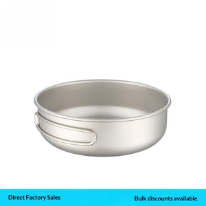 Eco-Friendly Heat Resistant Single Wall Titanium Lightweight Metal Bowl for Outdoor <b>Camping</b> Dinnerware Sets Folding Handle - Product Image 1