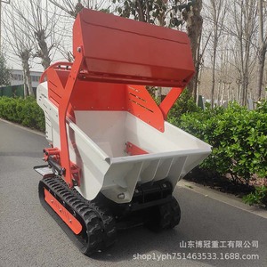 Mini-dumper sur chenilles, capacité de charge 500 kg, chargement hydraulique automatique, pour chantier de construction - Product Image 1