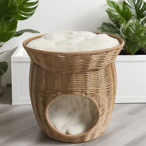 Kunden spezifisches <span class=keywords><strong>2</strong></span>-stufiges gewebtes Katzen bett | Open - Air Lounge & geschlossene Höhle | Rattan-Haustier möbel Ideal für Hunde und Katzen - Product Image 4