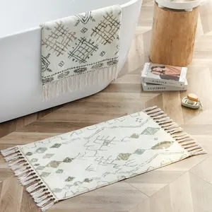 New arrival colorful hand painted pattern faux fur absorbent water non slip backing bath mat