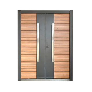 Portes d'entrée métalliques complètes personnalisables pour maisons et villas auto-construites, portes doubles de sécurité, design contemporain, manuel - Product Image 5