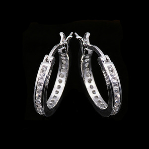 Hypoallergenic <strong>Small</strong> <strong>Hoops</strong> 925 Sterling <strong>Silver</strong> Huggie <strong>Hoop</strong> Earrings with Pav&eacute; CZ for Sensitive Ears - Product Image 2