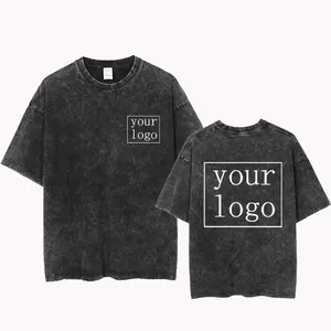 T-Shirt in cotone stampato su misura Harajuku Top da uomo, con Logo fotografico, T-Shirt Vintage personalizzata, a maniche corte personalizzate