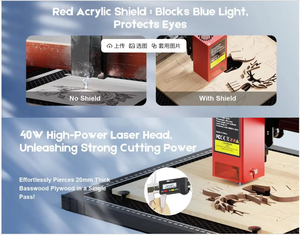 Graveur laser TS2-40W, machine de découpe CNC avec assistance pneumatique intégrée, contrôle par application, prise en charge de l'impression hors ligne, 410*410mm - Product Image 3