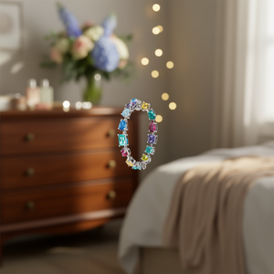 Orecchini a Cerchio Trendy con Zirconi Colorati per Donna, Gioielli da Festa, Orecchini alla Moda con Incastonatura a Griffe in Lega - Product Image 2