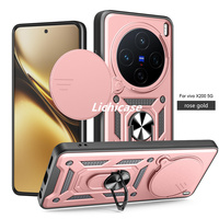 Étui de téléphone Lichicase à double matériau avec support de carte et protection intégrale pour VIVO X300 X300 Pro, coque arrière magnétique