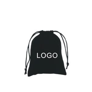 Pochette en velours noir recyclable personnalisable, petite pochette à bijoux brodée avec impression par estampage acceptée pour les commandes promotionnelles - Product Image 4