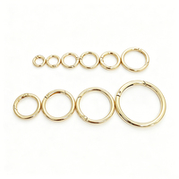 En gros, Mousquetons à ressort robustes en alliage de zinc et fer, anneaux en O dorés, boucles circulaires ouvrables pour sacs à main, bijoux et bricolage