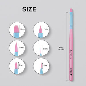 Bán Buôn Chất Lượng Cao 6Pcs Bộ Màu Hồng & Màu Xanh Gỗ Bạch Dương Xử Lý UV Gel Móng Tay Thiết Kế Sơn Bàn Chải Móng Tay Bàn Chải Thiết Lập - Product Image 6