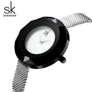 Oem Horloge Custom Merk Uniek Zilver Roestvrij Staal Mesh Band Waterdichte Vrouwelijke Polshorloge Custom Logo