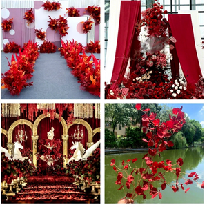 Decorazioni per Matrimoni [Serie Rosso Brillante] Bouquet di Fiori Artificiali e Decorazioni per Soffitti <span class=keywords><strong>con</strong></span> Rose, Gigli, Tulipani e Phalaenopsis - Product Image 3