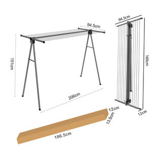 Séchoir à linge pliable Wireking pour extérieur, 2 tailles, <span class=keywords><strong>avec</strong></span> pointes anti-vent, grande capacité, séchoir à linge rétractable au sol - Product Image 3