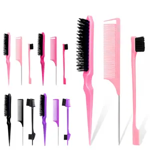 Double Sided Edge Control Hair Comb Hair Styling Brush Set Teasing Comb Accessories Slick Back Hair Brush For Men Women Kids