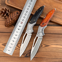 Damascus-patroon outdoor campingmes multifunctioneel draagbaar opvouwbaar mini fruitmes roestvrijstalen lemmet hout DIY OEM