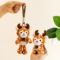 Porte-clés animal en peluche mignon (Tigre, Lion, Léopard, Cerf) – Jouet en peluche doux, breloque de sac sur le thème de la forêt – Pour la vente en gros, les détaillants de cadeaux et la revente