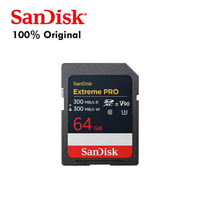 Extreme Pro SD, UHS-II SD Memory Card, 300MB/s R, 300MB/s W, V90, U3, C10, SDSDXDM-064G-GN4IN