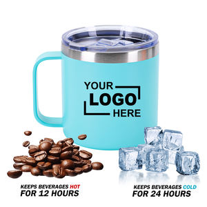 Набор портативных термокружек для кофе объемом 14 унций с ручкой, настраиваемых под заказ, для использования на улице, ODM, цвет «голубой», для кемпинга - Product Image 1