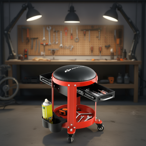 Siège de travail avec 2 tiroirs, structure en acier pour le rangement d'outils d'atelier - Product Image 2