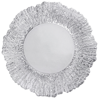 Assiette de présentation en verre argenté durable et moderne de 13 pouces, motif floral végétal, pour la décoration de table de mariage et de fête