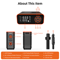 Batterie lithium rechargeable 5000mAh*3 DC12V 1-20PSI Pompe à air électrique ABS pour SUP, bateaux gonflables, kayak, planche de surf