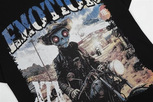 <span class=keywords><strong>T</strong></span>-<span class=keywords><strong>shirt</strong></span> Casual Estiva Oversize in Maglia Stile Street con Stampa <span class=keywords><strong>Motociclista</strong></span> EMOTION e Lettere in Strass a Vita Alta - Product Image 6
