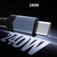Cable USB C a USB C de Carga Rápida, Conectores de Aleación de Aluminio, Cable Trenzado PD de 240 Vatios con Conductor de Cobre Puro para Banco de Energía y Computadora