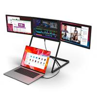 Monitor Portátil Triple de 18.5 Pulgadas, 3*18.5 Pulgadas, 1080P, Carcasa de Aluminio, Pantalla Triple Extendida para Viajes de Negocios y Trabajo Remoto