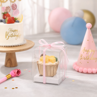 Boîte à gâteau carrée en PET avec plateau inférieur de 3,7 pouces, emballage de présentation pour cupcakes et mousses