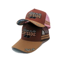 Casquette en maille structurée à 5 panneaux de qualité australienne avec impression à bords hauts, logo de broderie personnalisé, casquette à pression, casquette de camionneur
