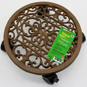 ברזל יצוק עגול צמח לעמוד צמח caddy casters מתגלגל מגש רכבת מקורה חיצוני גן טרולי - Product Image 5