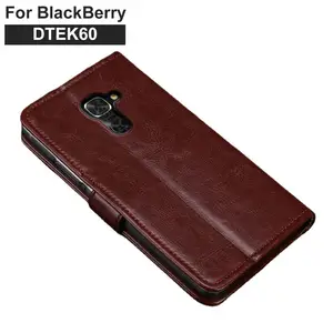 Casing dompet ponsel untuk Blackberry Dtek60 casing Tpu sampul Flip lembut bemper silikon Litchi pelindung lensa kamera