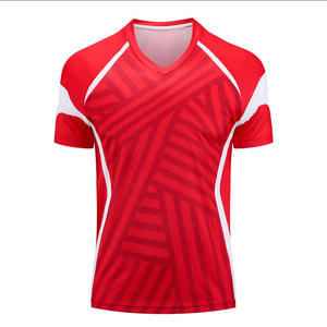 Venta al por mayor de secado rápido transpirable cuello en V Jersey personalizado chándal de fútbol con tela de sublimación para el entrenamiento de fútbol de manga corta - Product Image 2