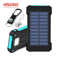 Chargeur solaire de banque d'alimentation solaire de LOGO personnalisé d'usine 10000mAh avec boussole et veilleuse pour téléphones portables/autres appareils électroniques