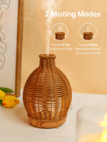 Diffuseur d'huiles essentielles USB compact 100ML-Humidificateur électronique à ultrasons avec design en rotin tissé pour la maison, l'hôtel ou la voiture